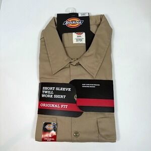 NWT Dickies Short Sleeve Twill Work Shirt Mens 3XL Khaki Original fit Easy Care